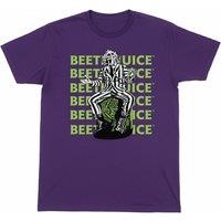 Beetlejuice Boy's Pose Cotton Repeat Logo T-Shirt in Purple | Size: 5-6 Years