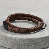 Posh Totty Designs Men's Personalised Brown Leather Message Bracelet | Size: Standard