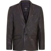Infinity Leather Men's Slim Leather Italian Blazer Jacket-Somero in Black | Size: Large