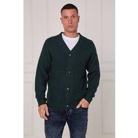 ELAINA FASHION Men's Button-Up Knitted Cardigan in Dark Green | Size: Large