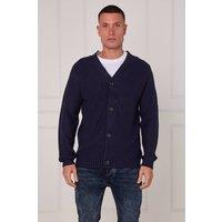 ELAINA FASHION Men's Button-Up Knitted Cardigan in Dark Navy | Size: Medium