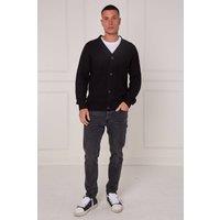 ELAINA FASHION Men's Button-Up Knitted Cardigan in Black | Size: Medium