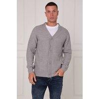 ELAINA FASHION Men's Button-Up Knitted Cardigan in Light Grey | Size: Small