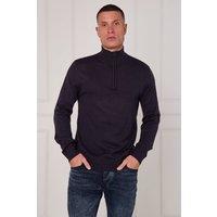 ELAINA FASHION Men's Half Zip Knit Jumper in Dark Navy | Size: Medium