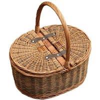 Red Hamper Wicker Two Tone Oval Picnic 2 Lids Empty Picnic Basket in Brown