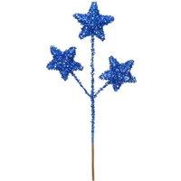 VFM e-Store Christmas Glitter Star Pick Decoration 38cm x 18cm Blue X 1 | Size: 38 cm x 18 cm
