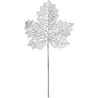 VFM e-Store Christmas Glitter Maple Leaf Spray Decoration 45cm x 22cm Silver X 1 | Size: 45 cm x 22 cm