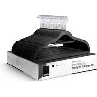 Keplin Velvet Hangers, Non-Slip Clothes Hangers with Tie Bar, 50 Pack in Black | Size: 50 Pieces