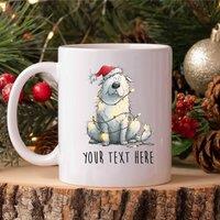 60 SECOND MAKEOVER Personalised Samoyed Christmas Lights Santa Hat Mug in White