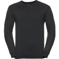Russell Men's Collection V-Neck Knitted Pullover Sweatshirt in Black | Size: Medium