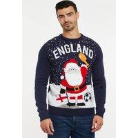 AARHON Men's Mens England Knitted Christmas Jumper in Navy | Size: Medium