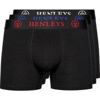 Henleys Men's Trilock Boxers 3 Pack in Black | Size: XL