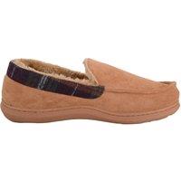 ABSOLUTE FOOTWEAR Men's Mens Easy Slip On Moccasin Style Slippers, Faux Fur Lining in Tan | Size: 7