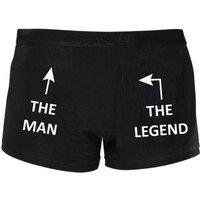 60 SECOND MAKEOVER Men's Mens Black The Man The Legend Boxer Shorts | Size: Small