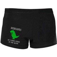 60 SECOND MAKEOVER Men's Mens Black Husbasaurus Husband Dinosaur Boxer Shorts | Size: Small