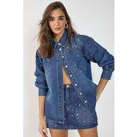 NastyGal Women's Denim Jewel Mini Skirt in Authentic Midwash | Size: 6