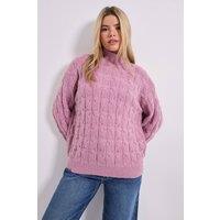 Dorothy Perkins Women's Cable Roll Neck Jumper in Blushed Pink | Size: Large