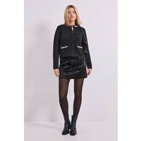 Dorothy Perkins Women's Sequin Collar Knitted Cardigan in Black | Size: Large