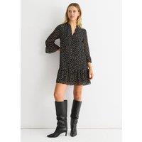 Gini London Women's Black/Beige Animal Spot Shirt Mini Dress in Black | Size: 10