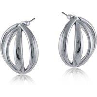 BIG METAL LONDON Women's EVDOKIA CAGED STAINLESS STEEL EARRINGS in Silver | Size: 3 cm