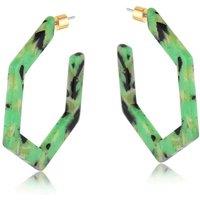 BIG METAL LONDON Women's ILONA RESIN HEXAGONAL EARRINGS in Green | Size: 4 cm