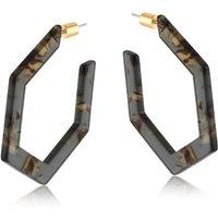 BIG METAL LONDON Women's ILONA RESIN HEXAGONAL EARRINGS in Grey | Size: 4 cm