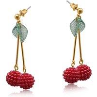 BIG METAL LONDON Women's LILLY BEADED CHERRY EARRINGS in Red | Size: 5 cm