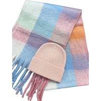 SVNX Women's Light Check Scarf & Beanie Set