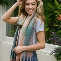 My Posh Shop Women's Teal Tartan Print Scarf