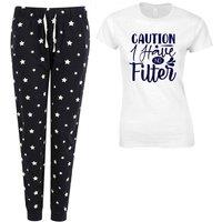 60 SECOND MAKEOVER Women's Caution No Filter Navy Star Trouser Pyjamas Set | Size: XS