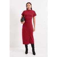 Principles Women's Ponte High Neck Midi Dress in Red | Size: 10