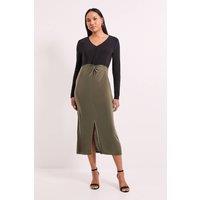 Principles Women's Twist Knot Detail Jersey Midi Dress in Olive | Size: 12