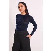 Principles Women's Front Seam Gauged Sparkle Top in Black | Size: 12