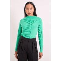 Principles Women's Curved Seam Ruched Top in Emerald | Size: 16