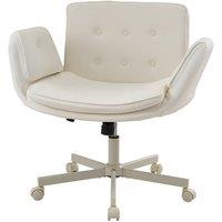 Living and Home Ergonomic Office Chair with Adjustable Armrests, Wheels & Wide Seat in Beige