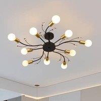 Garwarm 10-Light Semi Flush Pendant Chandelier in Black