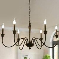 Garwarm Country 95cm Candle-Style Chandelier, Adjustable Chain, 6 Lights in Black