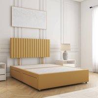 BSSPOKE Brooke Divan Bed Plush Velvet 24Headboard & No Drawers No Mattress in Mustard | Size: King