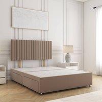 BSSPOKE Brooke Divan Bed Plush 24 Headboard 2Drawers Same Side & No Mattress in Taupe | Size: Double