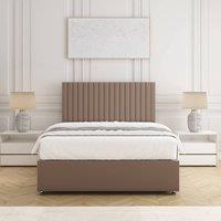 BSSPOKE Brooke Divan Bed Set Plush Velvet 24 Headboard & Mattress No Drawers in Taupe | Size: Super King