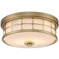 Netlighting Quoizel Guardian Cylindrical Ceiling Light Painted Natural Brass IP44 in Yellow