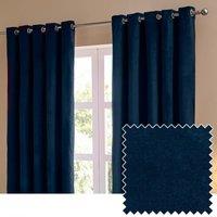 Furn The Ultimate Velvet Room Darkening Eyelet Curtain Pair in Blue | Size: 168 cm width x 137 cm drop