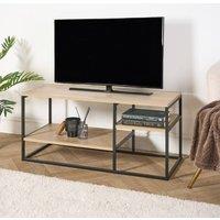 OHS Manhattan Wood Effect TV Stand Entertainment Unit Shelf Storage in Light Oak