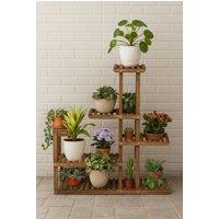 Neo 6 Tier Wooden Indoor Outdoor Shelf Plant Stand Display Rack in Dark Brown | Size: Large