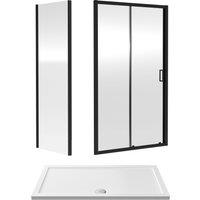 Balterley Ruwa Sliding Shower Suite: 6mm Glass Tray Door Panel 1400x760mm Black