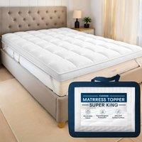Tanness Mattress Topper 10cm Soft Quilted Microfiber Breathable Hypoallergenic in White | Size: King