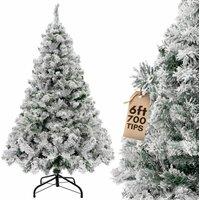 Pelle & Sol 6ft Snow Tipped Flocked Christmas Tree with Snowy 700 Tips in White