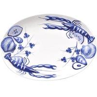 Verano Spanish Ceramics Coastal Ceramics Hand Painted Kitchen Dining Table Dcor Sea Shell Oval Serving Dish 40cm (L) x 30cm (W)