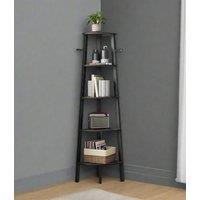 Modcraft Black 5-Tier Corner Shelf - Industrial Style Ladder Bookcase & Plant Stand | Size: Large