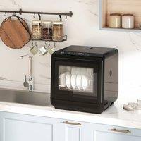 HOMCOM Countertop Dishwasher with Dual Water Supply & 6 Programs, Black